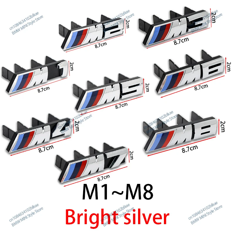 BMW M 로고 M1 M2 M3 M4 M5 M6 F39 F10 F30 G11 F48 G07 G86 G80 G60 E60 E46 G01 E84 E83용 3D 자동차 전면 그릴 배지 엠블럼 버클
