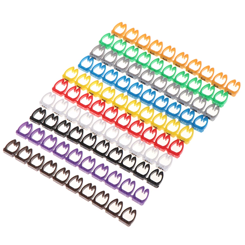 Cable Markers 100Pcs/150Pcs Colourful C-Type Marker Number Tag Label For 2-3mm Wire Conspicuous And Easy To Identify cable labels