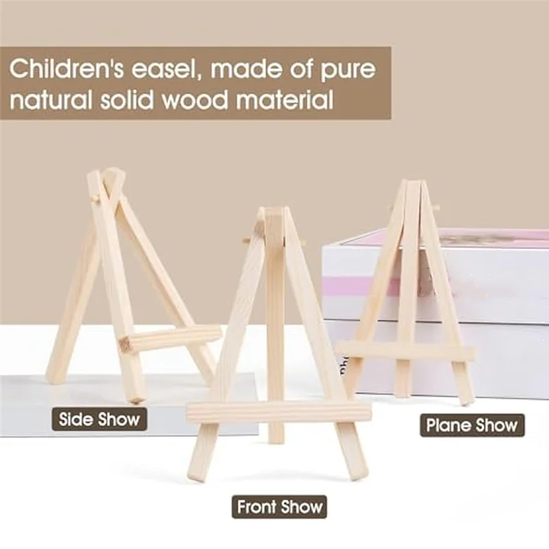 GO-18Pcs 미니 나무 디스플레이 이젤, 작은 캔버스 홀더, 어린이 공예, 표지판, 사진, 선물, DIY 공예품을위한 작은 나무 이젤