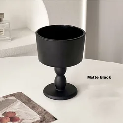 Elegant French Retro Black Frosted Glass Candle Holder - High - End Aromatherapy Decorative Ornament (Matte black)
