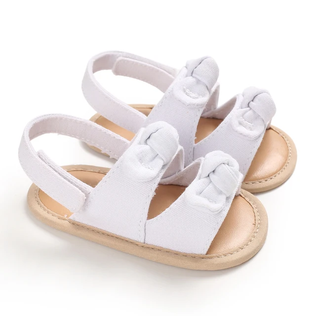 Newborn Toddler Shoes Baby Soft Soled Sandals Lace Soft Soled Shoes Beach Shoes Slippers Non Slip Sandals 0-18M First Walkers B216 white