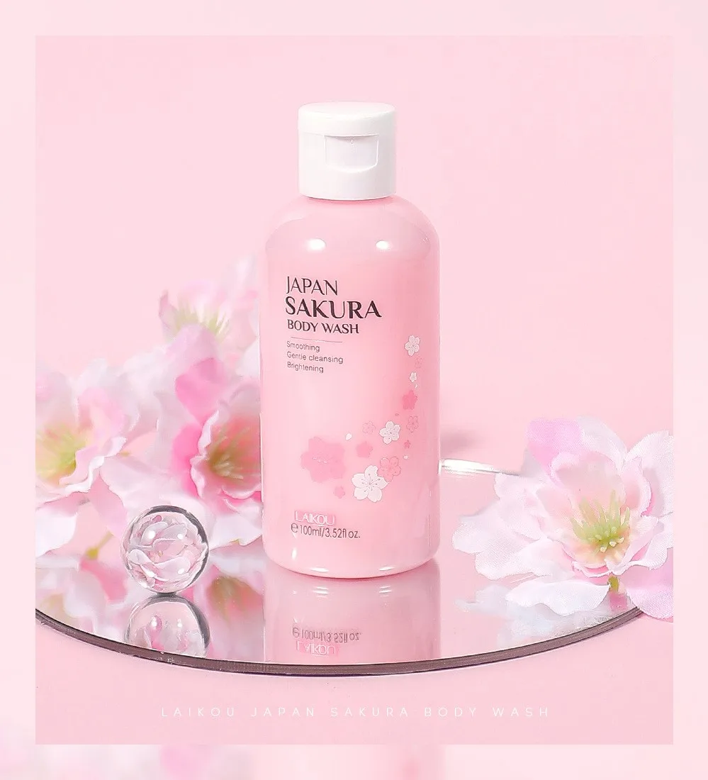 LAIKOU Sakura Shower Gel Long Moisturizing Smooth Long Lasting Fragrance Gentle Foam Body Cleansing Bath Product 100ml 2