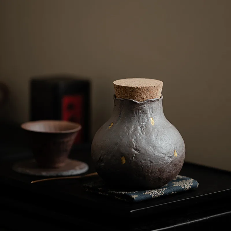 400ML Retro Old Rock Mud Tea Box Organizer Moisture-proof Warehouse Storage Tank Containers Household Tea Caddy Tea Items Gift