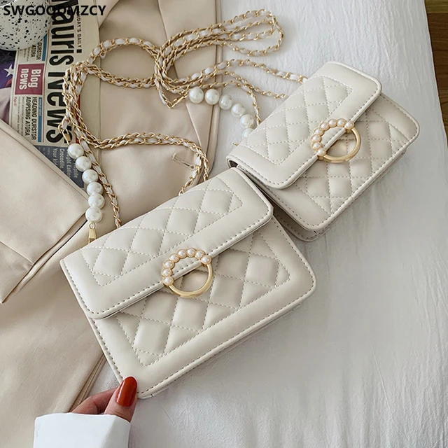 Crossbody Bags for Women Luxury Chains Office 2023 Square Shoulder Bag  Women Fashion Leather Bags Women Beading женские сумки - AliExpress