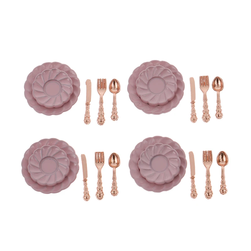 Vintage Dollhouse Miniatures Tableware Mini Cutlery Knife Fork Spoon Childrens Toy For Doll House Decor doll house toys 16Pcs/20Pcs