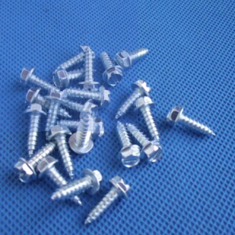 

500pcs/lot M4.2*9.5/13 plated zinc carboon steel external hexagon slotted self tapping washer screws hardware fasteners 784