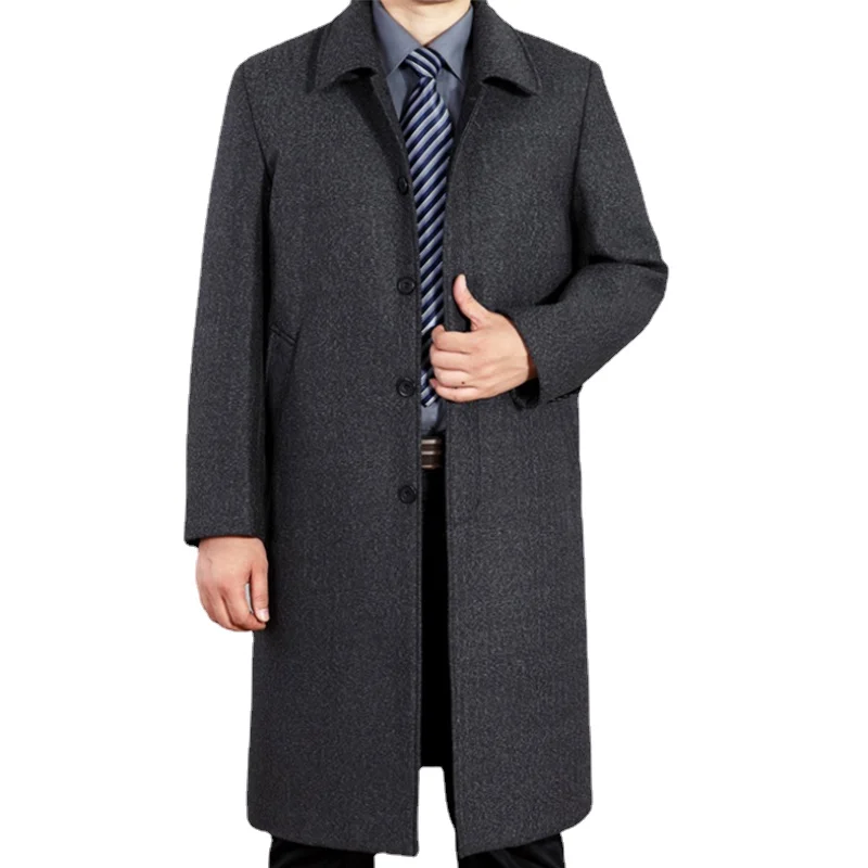 

new arrival Winter men ultra long casual loose turn-down collar woolen outerwear trench hihg qualtiy plus size MLXL2XL3XL4XL