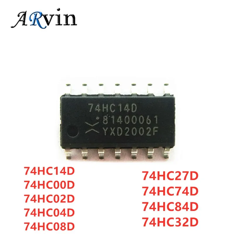 10PCS 74HC14D 74HC14 SOP SN74HC14DR SOP 14 74HC00D 74HC00 74HC02D ...