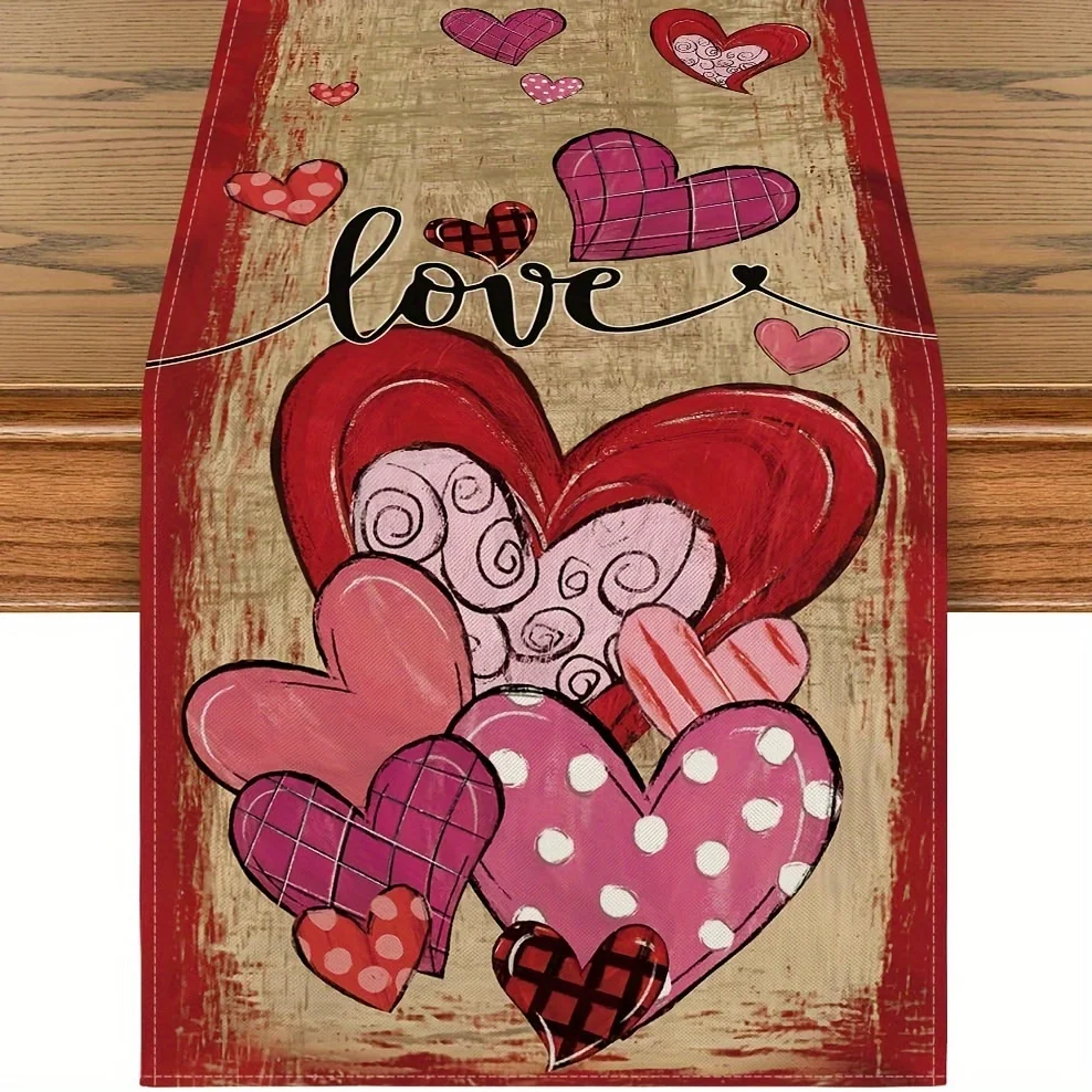 Valentinstag-Tischläufer – verschiedene Größen für Jahrestag, Hochzeit, Zuhause, Party, Küche, Dekoration
