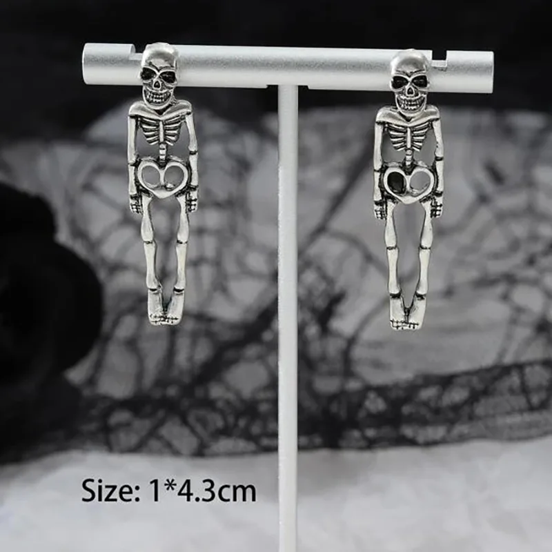 Dangle Earrings Halloween Skull Skeleton Drop Earrings Women Fashion Punk Charm Ghost Spider Web Dangle Earrings Jewelry Gift