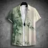 2024 new men's short-sleeved shirt Chinese style printed men's Hawaiian lapel top large size casual and comfortable men's shirt 6