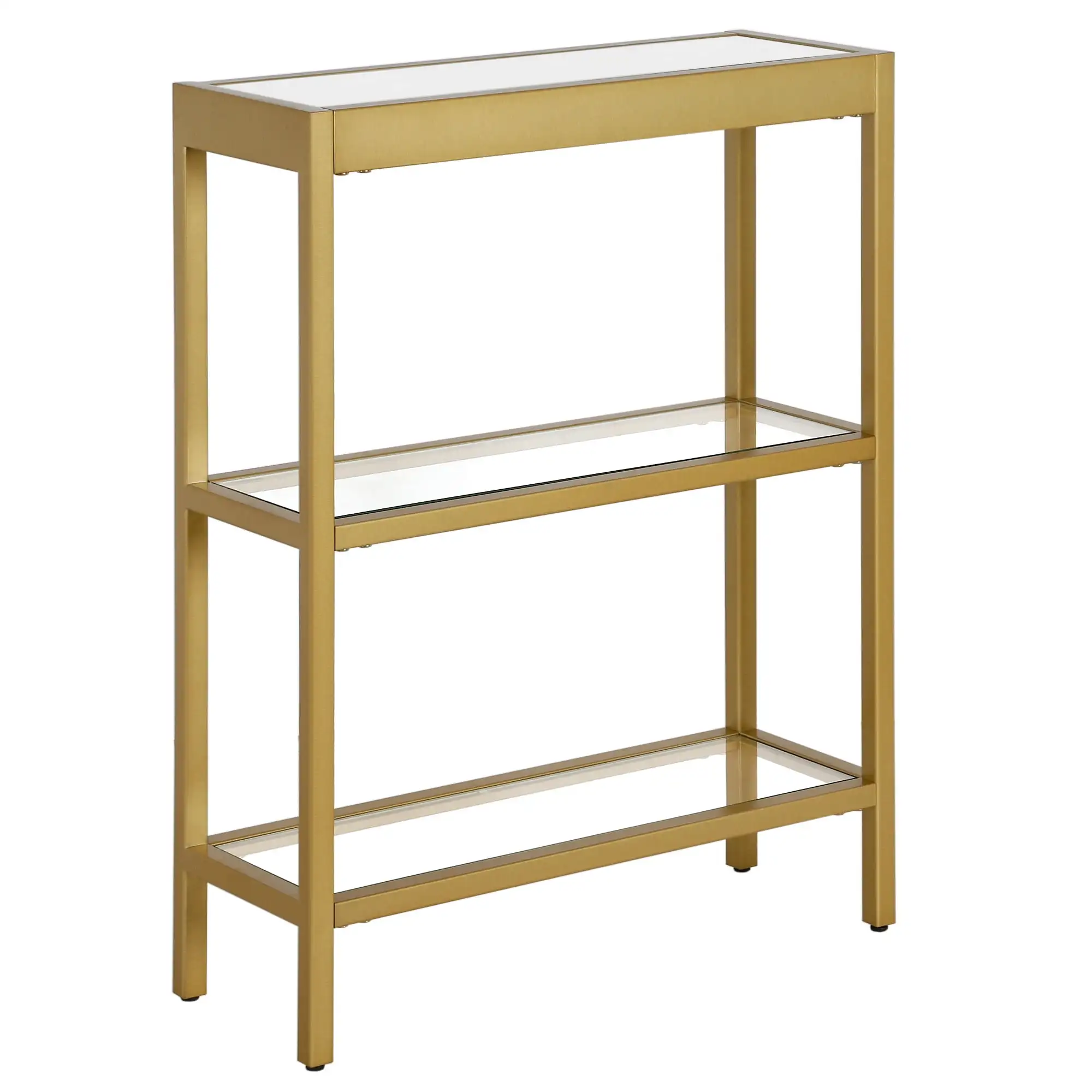 

Evelyn&Zoe Minimal 22 in. Brass Finish Console Table perfect complement Compact size steel frame Knickknacks