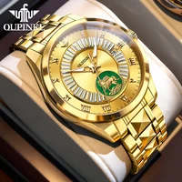 Montres pour hommes OUPINKE en or véritable et jadéite, montres mécaniques de luxe haut de gamme originales pour homme, montre automatique japonaise pour homme 3320 4