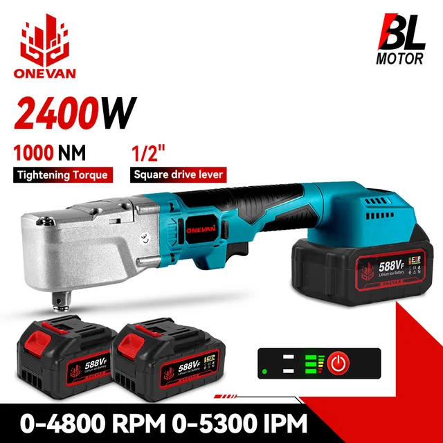 ONEVAN Borstelloze Elektrische Ratelsleutel 1/2 ''1000NM Verwijdering Schroef Moer 4800 RPM Auto Reparatie Power ToolFor Makita 18 V Batterij Pin