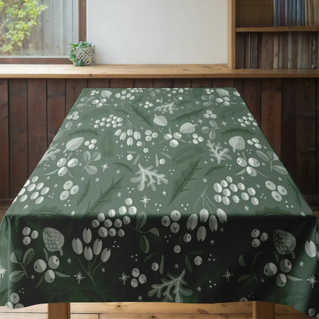 Green Floral Tablecloth Set 4