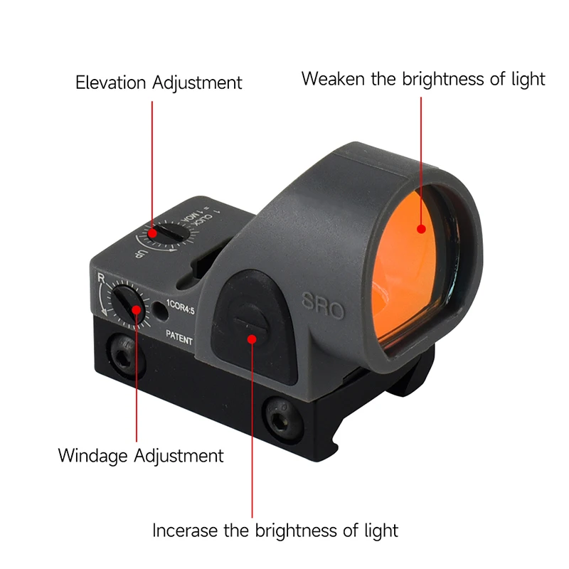 Mini Red Dot Sight Scope RMR SRO Pistol Tactical Reflection Pistol Compound Sight 20mm Rail Mount Airsoft Weapons