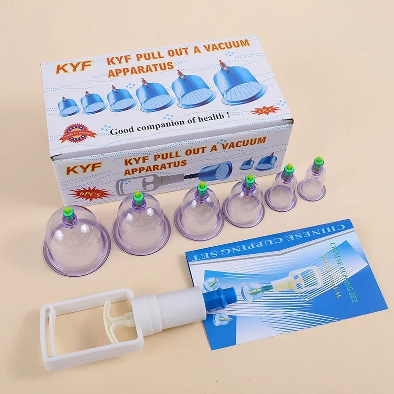 Household Cupping Therapy Set Vacuum Suction Cup Pump ABS Thick 6 Cans Cupping Massage Cups Acupuncture Massager Health Care 2