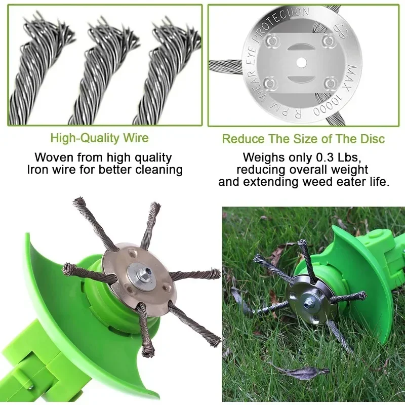 Wire Brush Cutter Trimming Head 6 Inch 3/6 Blade Lawn Mower Trimming Replacement Head for Cordless Trimmer Rotary Weeder Head 3