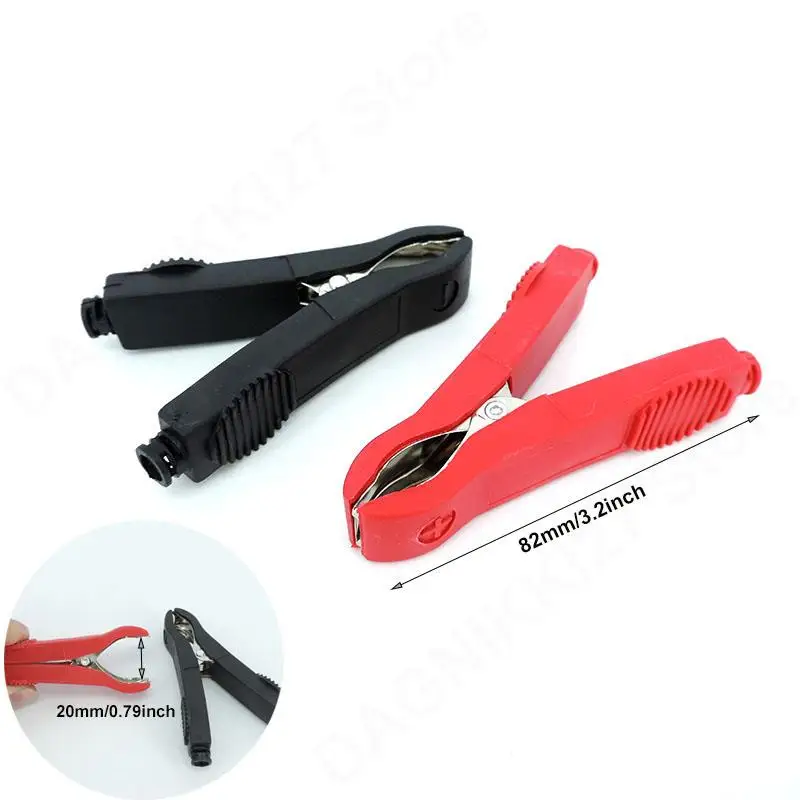 35A 76mm Alligator Crocodile Clips plug Probe Test lead Connector Electrical Connection car Battery Terminal Insulated V27