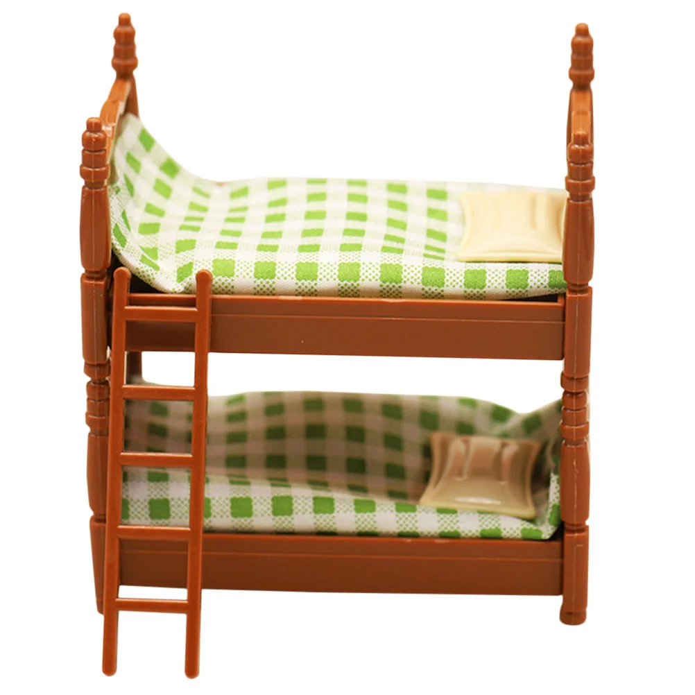 

Dollhouse Double Bed Decor Mini Bunk Model Twin Kids Miniatures Wardrobe Models Toy Ornament