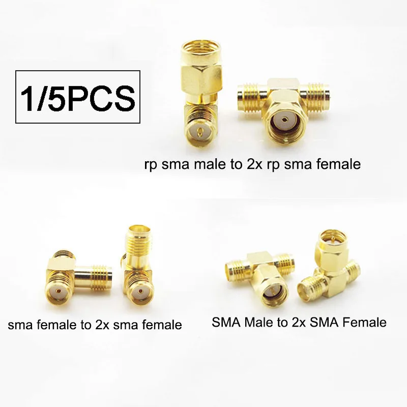 

Gold Plated Coaxial Adapter RPsma SMA Male to 2 RP SMA Male Female to 2 SMA Female Plug Connectors RF Plug Converter