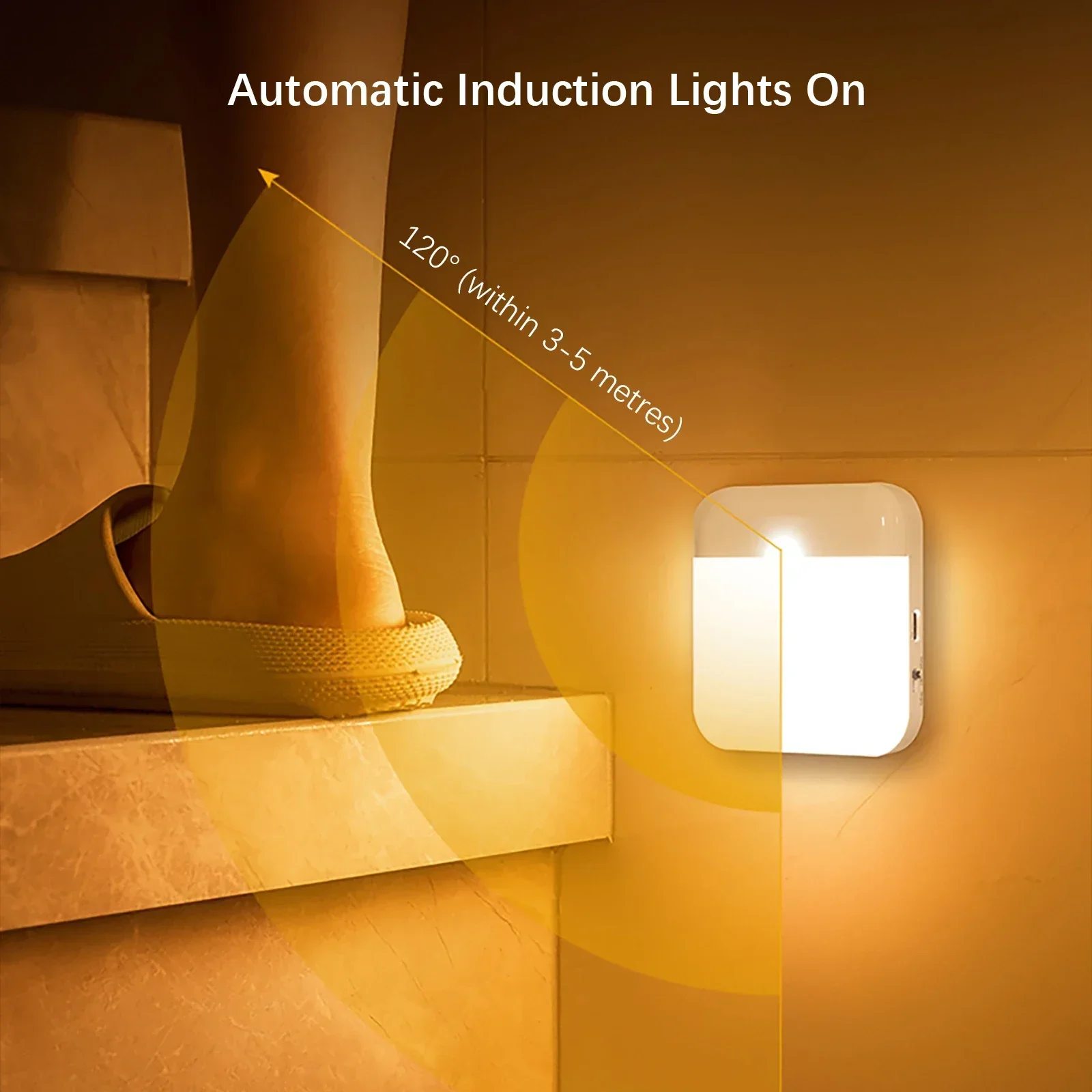 Description Picture 3 of itemMotion Sensor Light Led Usb TYPE-C Charging Square Lamp for Bedroom Kitchen Stair Hallway Wardrobe Cupboard Lighting Night Light