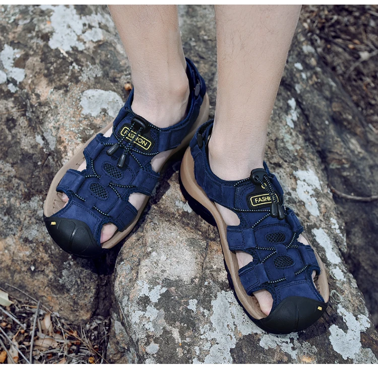 Protectcamel Genuine Leather Sandals Men Outdoor Sports - Uniqwear