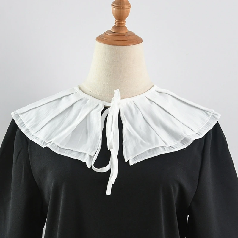 

Women Ruffle False Collar White Blouse Top Collar Elegant Fake Collar Shawl Wrap Universal Lady Party Dress Clothes Accessories
