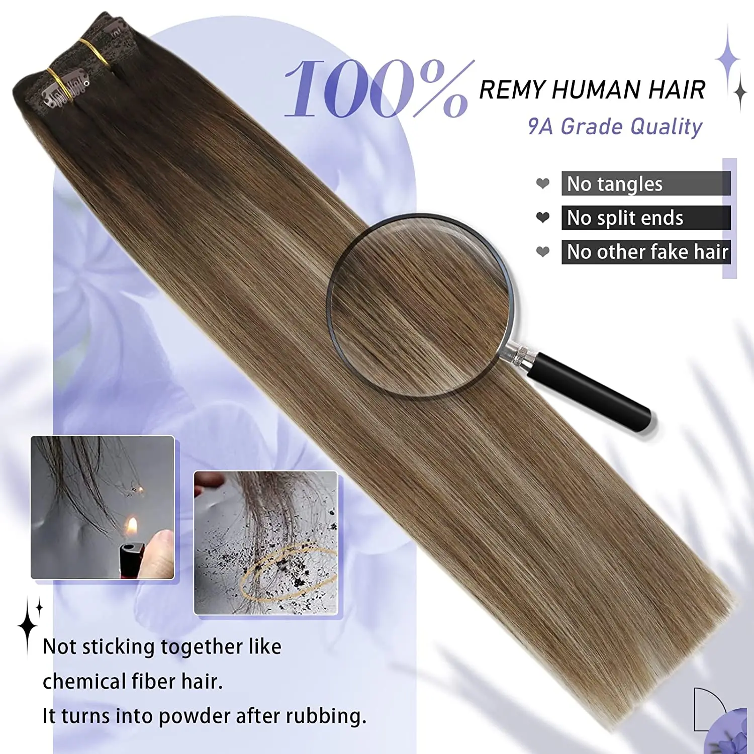 [Hot Sale] Moresoo Clip in Hair Extensions Real Natural Hair Remy Straight Set 5/7 Pcs Brazilian Clip in Human Hair Extensions 2