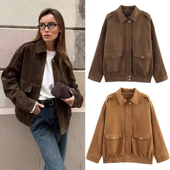 PRINTKAOIR Bomber vestes pour femmes vêtements d'extérieur veste en daim femmes Streetwear vacances femmes manteaux fermeture éclair nouveau dans manteaux et vestes