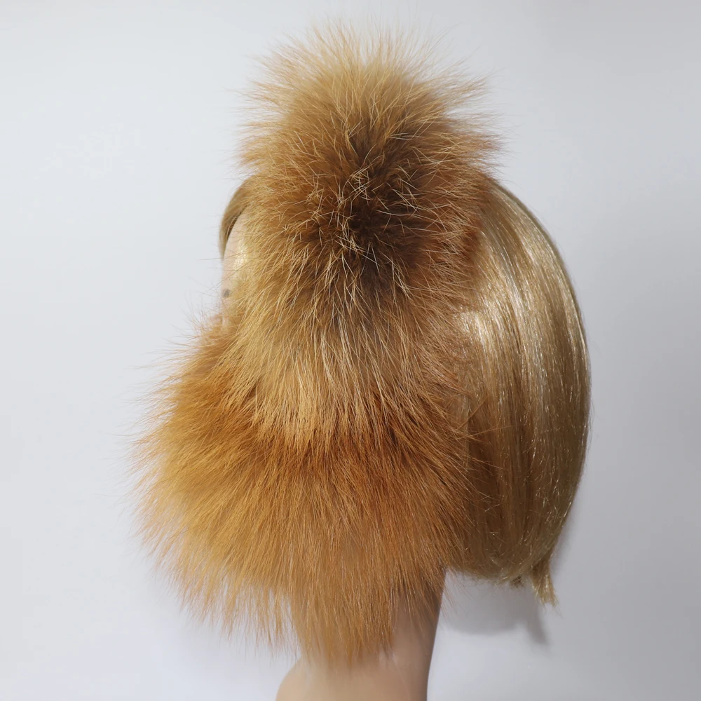 Real Fox Fur Earmuffs For Winter Women Warm Natural Fox Fur Earmuffs Girls Ear Warmer Genuine Scarves Plush Ear Muff