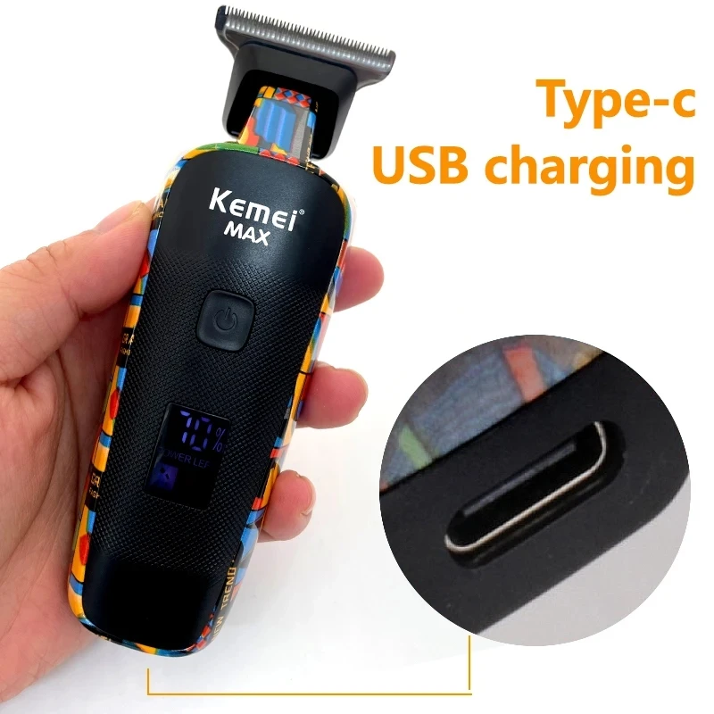 Kemei KM-MAX5090 Electric Hair Clipper Multifunctional Home Hair Trimmer Printing Graffiti Razor USB Men's Electric Shaver