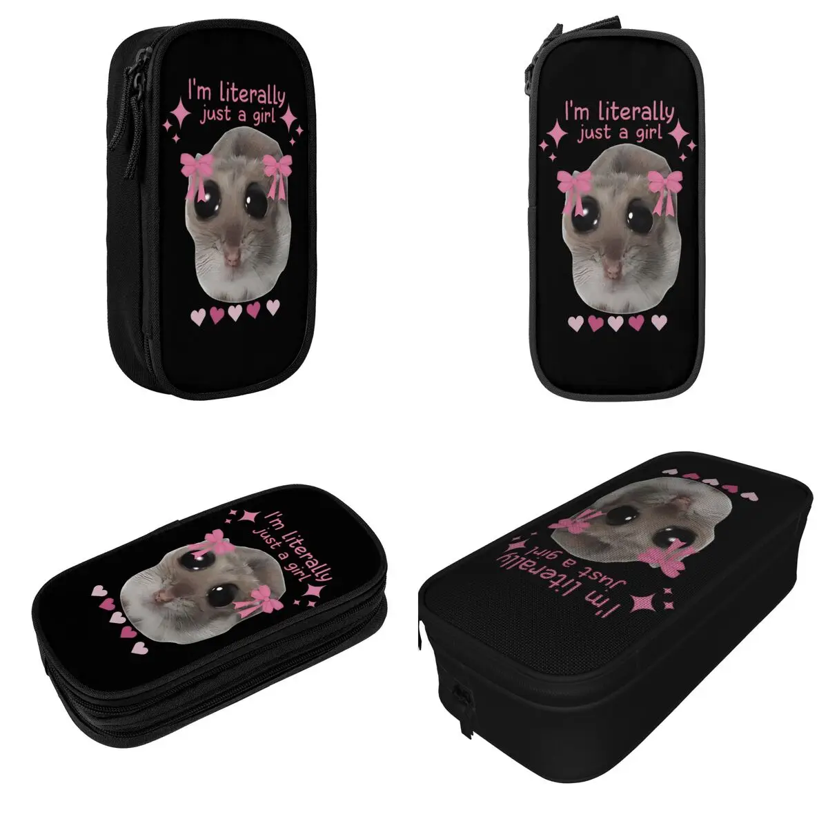 Meme Sad Hamster Pencil Cases Pen Holder Girl Boy Large Storage Bags School Supplies Gifts Stationery