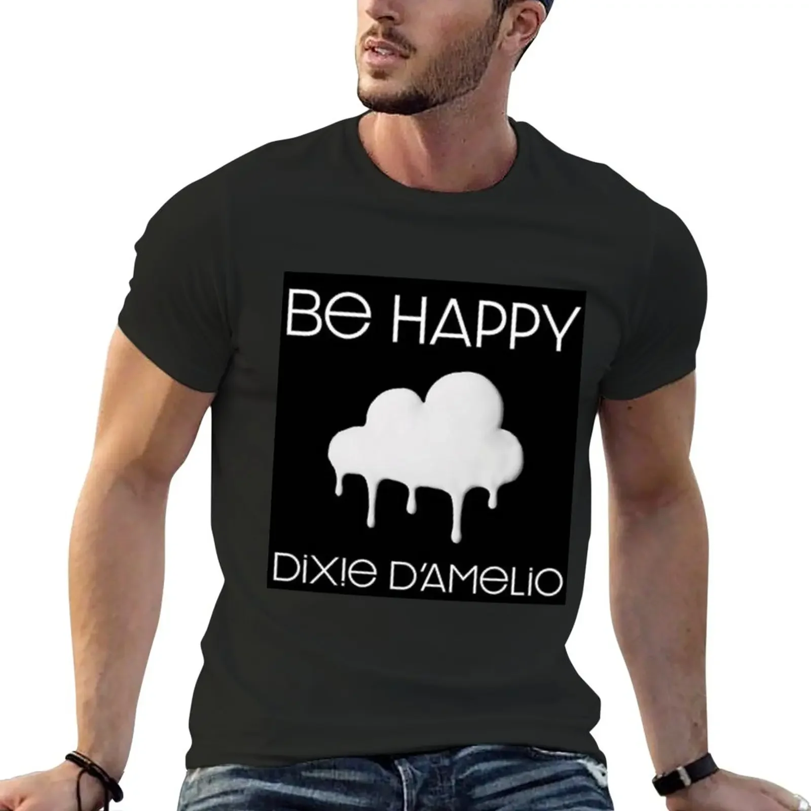 

be happy dixie damelio T-Shirt blacks animal prinfor boys mens clothing