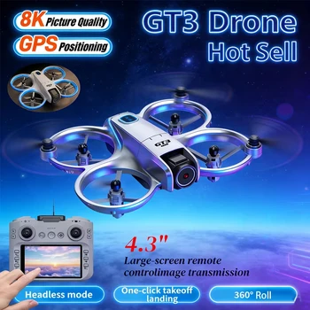 Drone GT3 MAX Nuovo 8K 5G GPS Professionale HD con Telecomando e Schermo, Evitamento Ostacoli, Quadricottero Aereo con Batteria a Lunga Durata