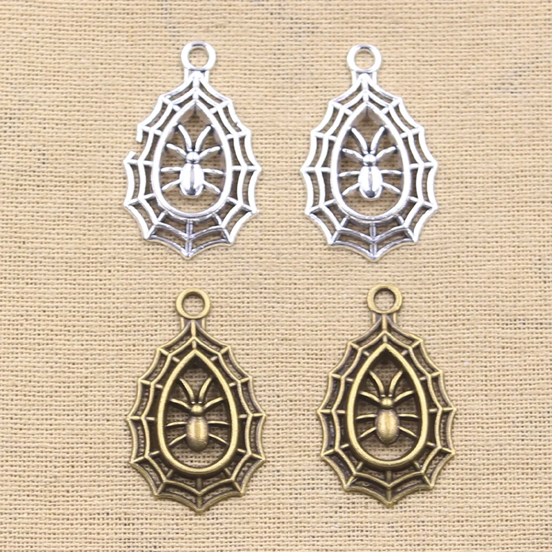 10 stücke Charms Spinne Spinnennetz Halloween 35x20mm Antike, Der Anhänger fit, vintage Tibetischen Bronze Silber farbe, DIY Handgemachten Schmuck