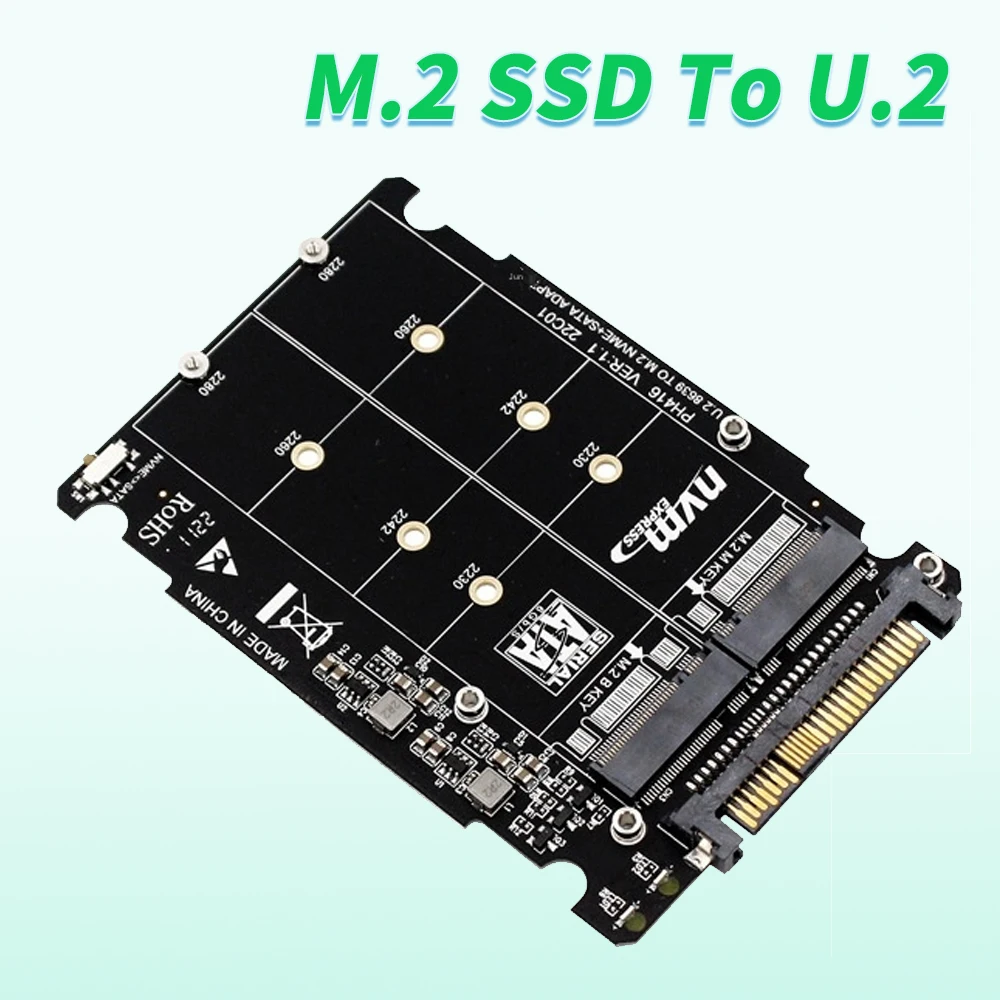 

Адаптер M.2 SSD в U.2, адаптер 2 в 1 M.2 NVMe SATA-Bus NGFF SSD в PCI-e U.2, карта расширения SFF-8639 PCIe 3,0 X4 M2 SATA 6 Гбит/с