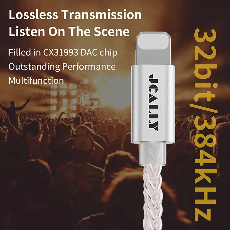 JCALLY CX31993 HiFi DAC Light-ning To 3.5mm Digital Audio Cable Decoder For iPhone iOS Apple Adapter 32bit/384KHz Sound Card Amp
