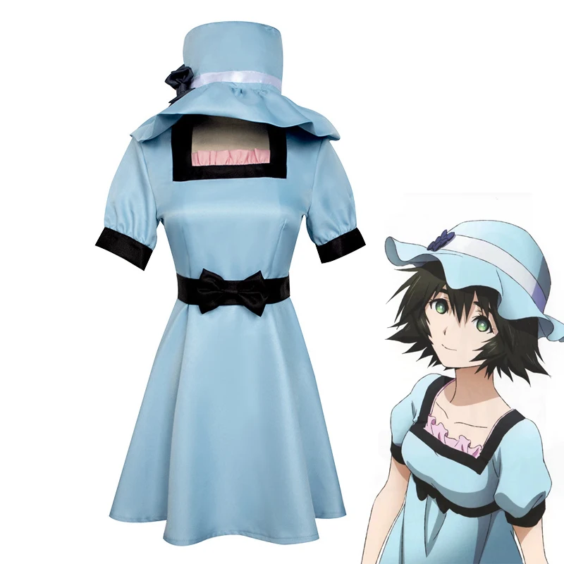 Fantasia de Cosplay Anime, AnimeSteins Gate, Vestido Shiina Mayuri, Chapéu Azul, Roupas de Festa de Halloween, Vestidos de RPG - AliExpress 200000532