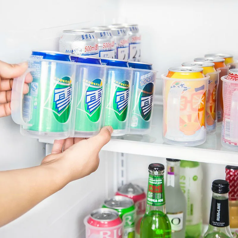 Refrigerator Organizer Pop Soda Can Drink Holder Plastic Beer Can Drink Dispenser for Refrigerator Kitchen Countertop Cabinets