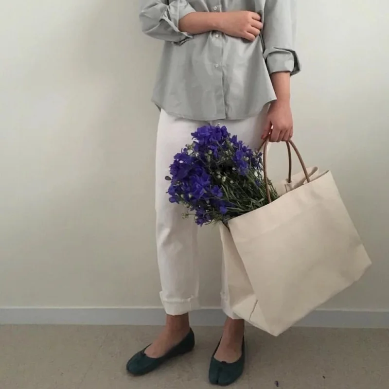 inspired women canvas tote bag large capacity minimalist design handbag casual shoulder bag for daily use travel school