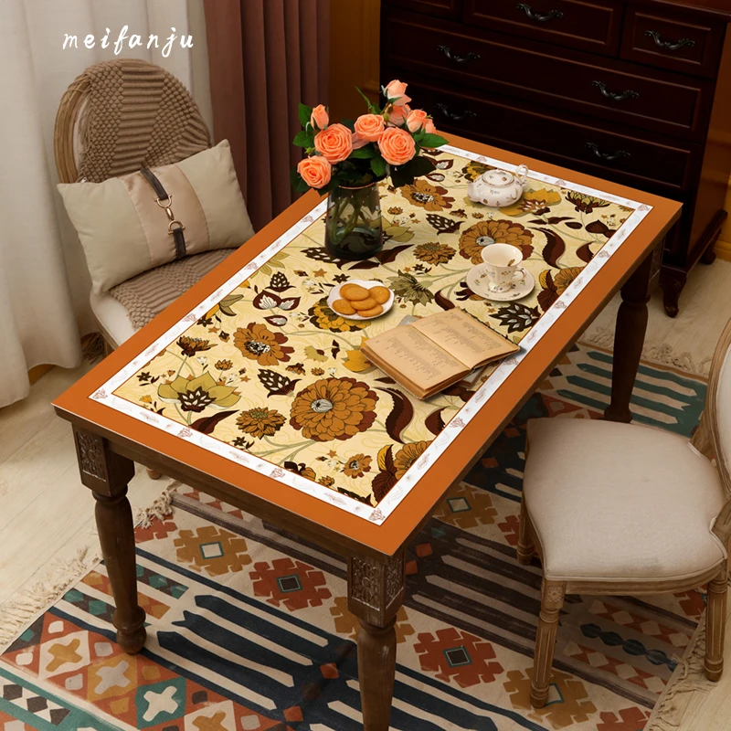 

Waterproof, oil resistant, and scald resistant light luxury tablecloth PU soft tabletop mat dining table coffee table