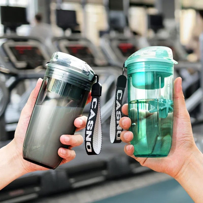 400ml Shaker Bottle Sport Fitness Plastic Water Bottle With Whisk Ball Lid Tea Filter Protein Shaking Cup Leak Proof Stirs Cup