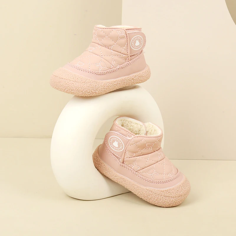 Baby Boys Girls Cartoon Rabbit Padded Winter Warm Boots Rubber Soles Non-slip Indoor Outdoor Walking Shoes 2