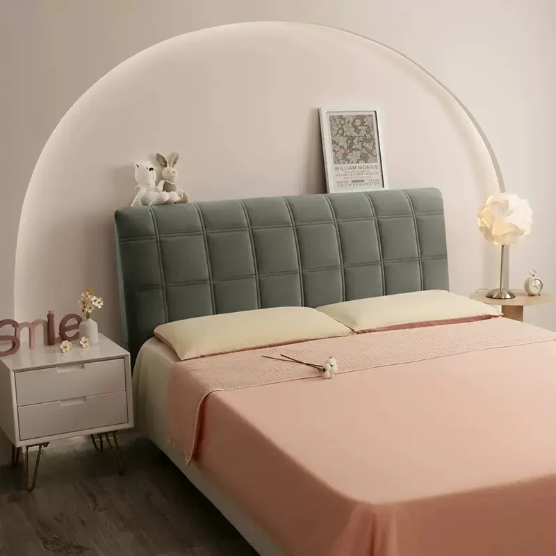 Bed Headboard Cover Solid Color Soft Plush Quilted Winter Thicken Velvet Back Dust Protector velvet headboard cover bed headboard cover