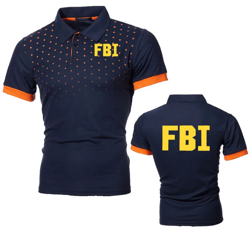 

Comfortable men's POLO shirt Cool sweatproof lapel T-shirt Polka dot gradient FBI print high-end wholesale T-shirt short-sleeved