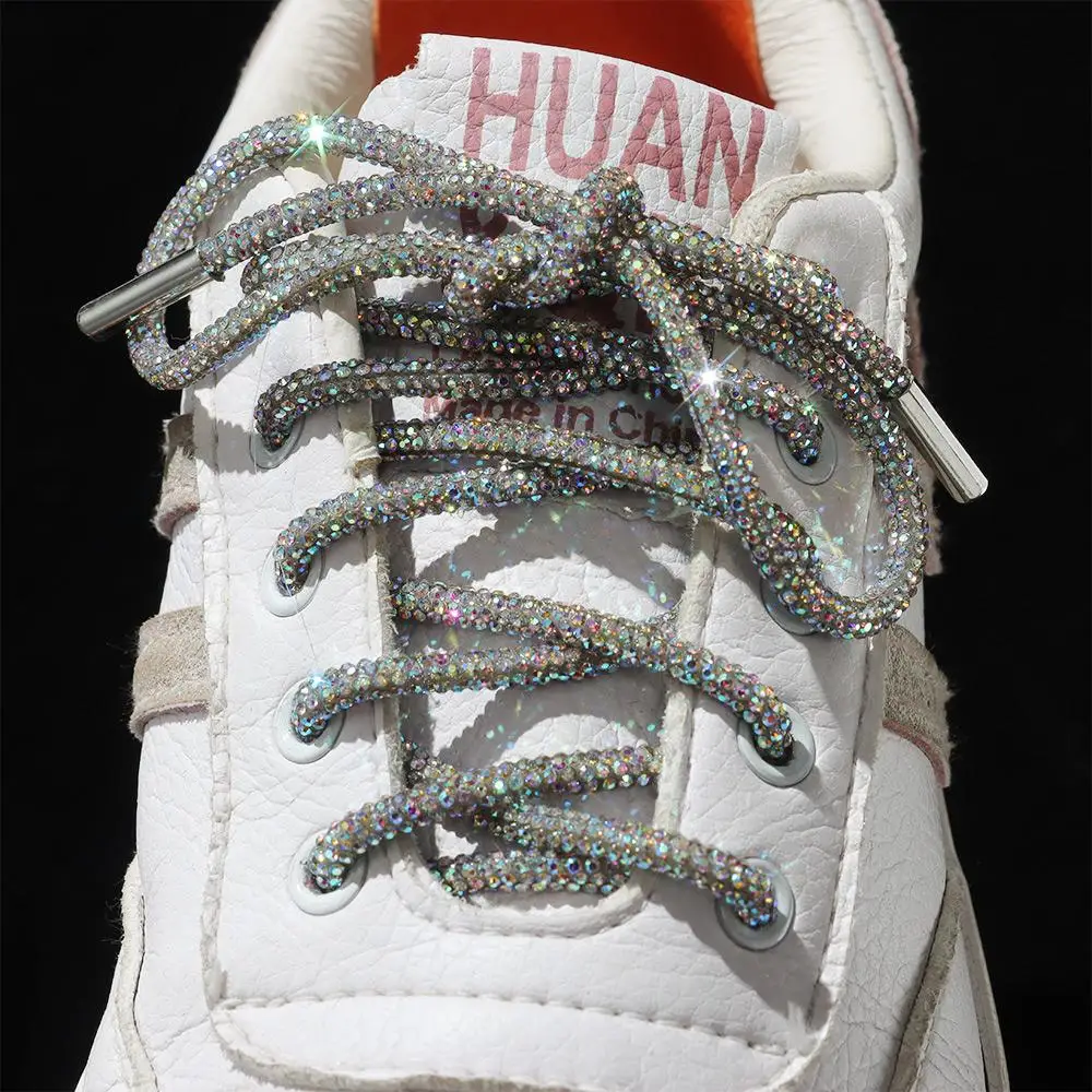 Luxury Rhinestone Shoelaces Rainbow Diamond Shoe laces Sneakers Laces Shoes Round Shoelace 100/120/140/160CM 1Pc DIY String rope