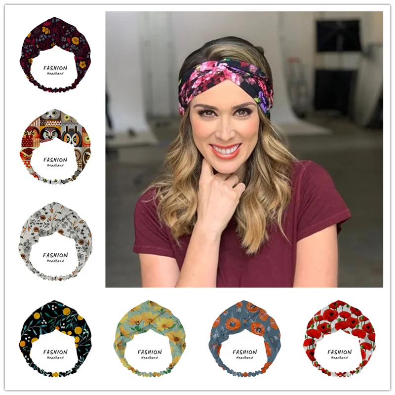 

Fashion Women Bohemian Hair Bands Vintage Print Headbands Retro Turban Bandage Bandanas HairBands Hair Accessories Headwrap