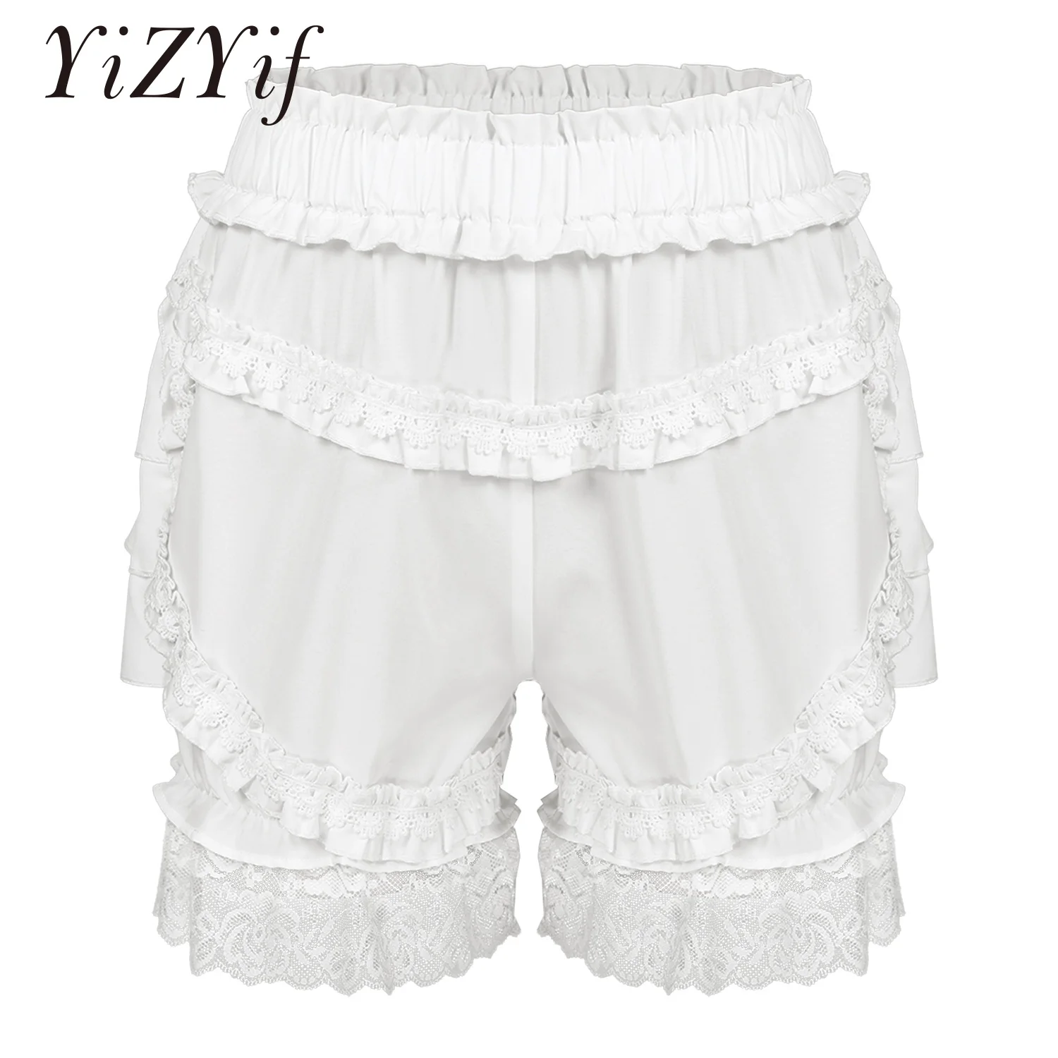 

Women Lolita Bloomers Shorts Vintage Victorian Pumpkin Shorts Gothic Pantaloons Costume Tiered Ruffle Lace Trim Loose Short Pant