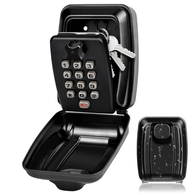 Portable Hook Car Wall-Mount Key Combination Box 12 Digits Code Waterproof Anti-theft Metal Key Storage For Home Garage Office 3